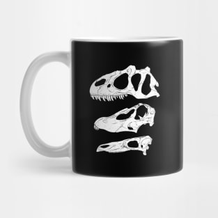 Allosaurus Diplodocus Stegosaurus fossil skulls Mug